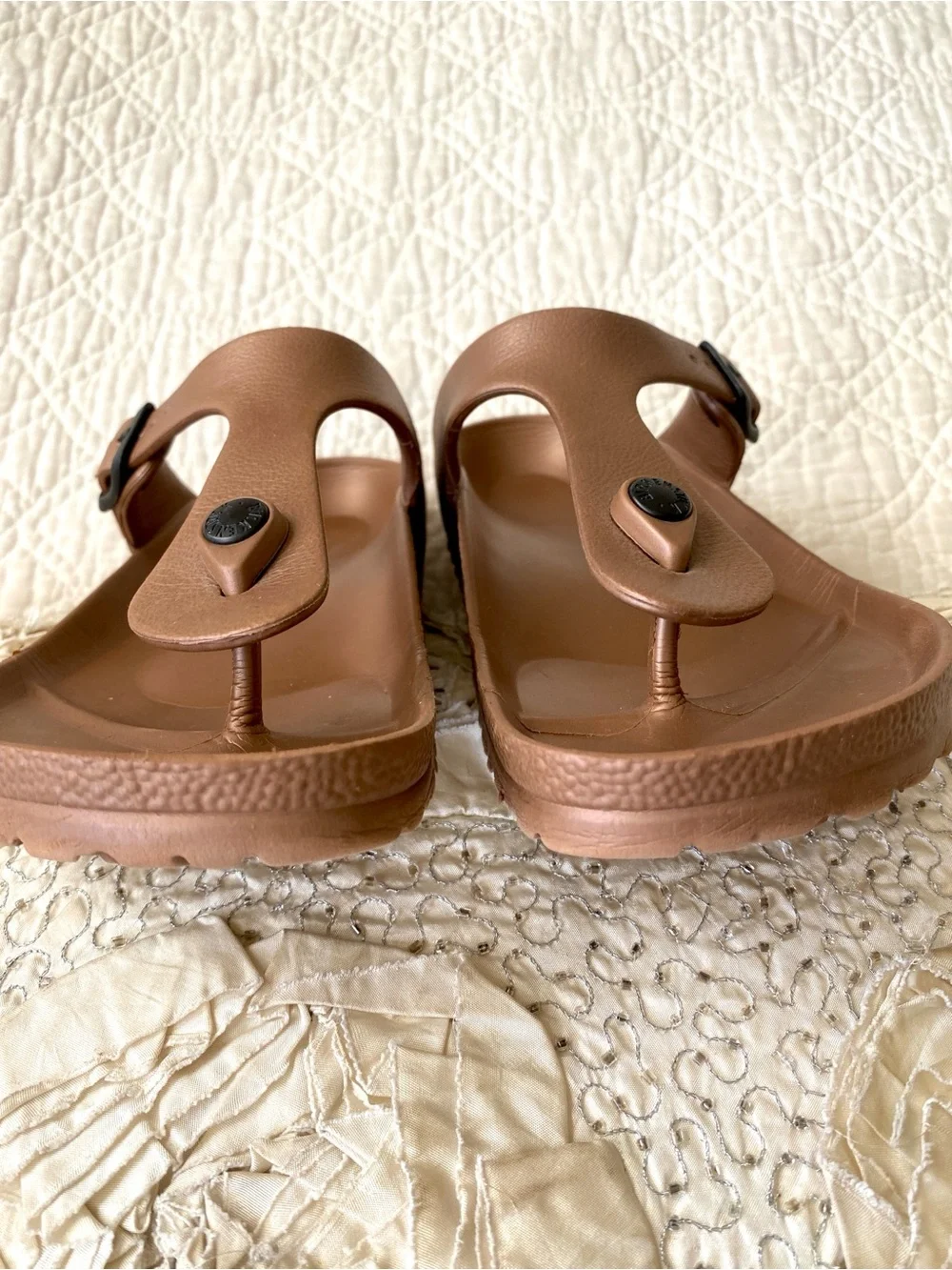 Birkenstock Gizeh EVA Sandals Bronze Gold Metallic Vibe Thong Sandal EU38 - Picture 6 of 16
